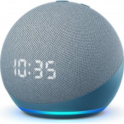 Amazon Assistant vocal Echo Dot 4 avec Horloge Bleu gris
