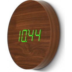 Gingko Réveil Wall Click Clock - LED Noyer / Vert