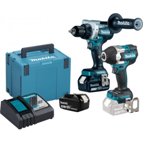 Makita Combo Kit sans fil 18 V Carpentry Set (DDF486 + DTW700) / 5.0 Ah, 2 batteries + chargeur en MAKPAC DLX2453TJ