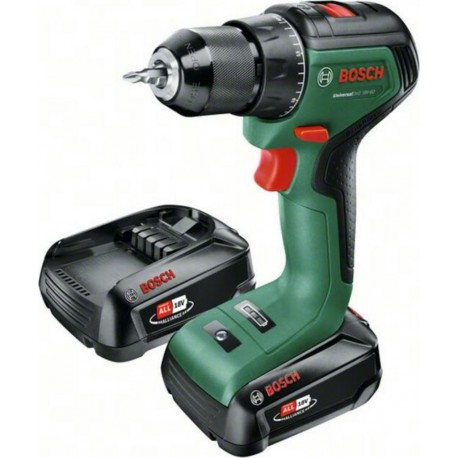 Bosch Perceuse-visseuse sans fil UniversalDrill 18V-60 : 2 packs de batteries PBA 18V 2,0Ah W-B 06039D7002