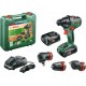 Bosch Perceuse-visseuse 2 vitesses sans-fil AdvancedDrill 18 avec 2x batteries, renvoi d'angle et adaptateur excentrique 06039B5