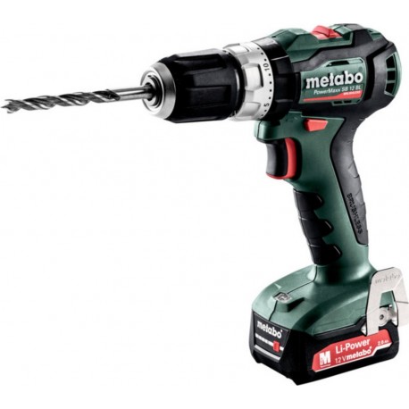 Metabo Perceuse à percussion sans fil PowerMaxx SB 12 BL metabo, Coffret, 12V 2x2Ah Li-Ion + SC 30 601077500