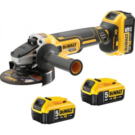 Dewalt Meuleuse d'angle sans fil DeWalt 18 Volt / 5 Ah, 125 mm (sans brosse), avec 3 batteries DCG405P3-QW