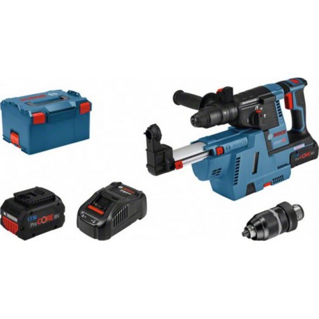 Bosch Marteau perforateur sans fil avec SDS plus GBH 18V-26 F : 2 Batteries GBA 5,5 Ah système d'extraction de la poussière 0611