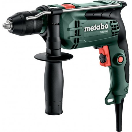 Metabo Perceuse à percussion SBE 650 avec mallette en plastique et mandrin de perceuse à action rapide 600742500