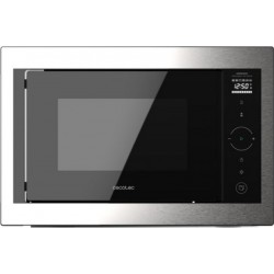 Micro-ondes encastrable cecotec grandheat 2050 built-in steel black acier, 800w, gril de 1000w, 7 fonctions, finitions en acier