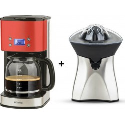 H.koenig agr60 + mg30 rouge presse agrumes et cafetiere 1,8l programmable