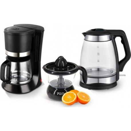 NC Bouilloire en verre 1.7l finition inox 2000W + cafetière 1.2l + presse agrume