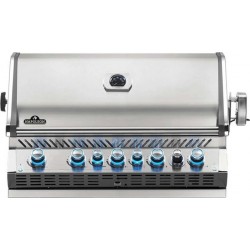 Barbecue gaz encastrable napoleon prestige pro 665 inox 4 brûleurs + sizzle zone + brûleur arrière + fumage