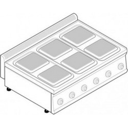 NC Réchaud electrique professionnel - 6 plaques carrées - gamme 700 - tecnoinox - inox1050700280