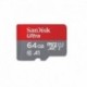 Sandisk Carte mémoire micro SDXC Ultra UHS-I - 64 Go + Adaptateur SD