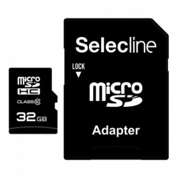 Selecline Micro SDHC - 32 Go - Adaptateur SD - Carte mémoire
