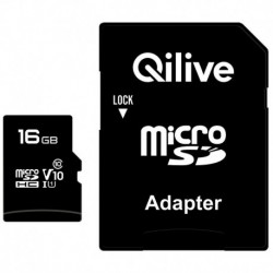 Qilive Micro SDXC - 16 Go - Adaptateur SD - Carte mémoire