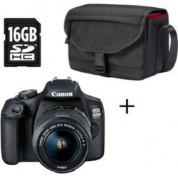 Canon Appareil Photo Reflex EOS 2000D + Objectif 18-55mm + Housse + Carte mémoire SD 16 Go