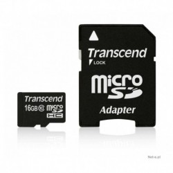 Transcend Carte Micro SD 16Go microSDHC + adaptateur