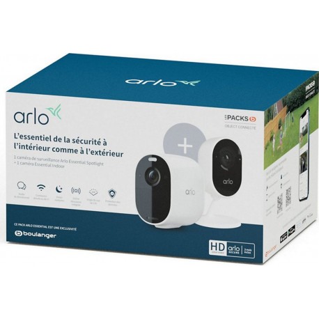 ARLO Caméra de surveillance Essential blanc VMC2030+Indoor VMC2040