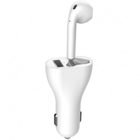 Smart Connect Oreillette bluetooth avec chargeur allume-cigare - Blanc