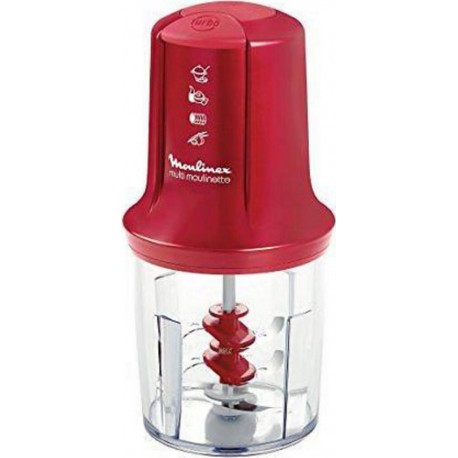 Moulinex Mini Hachoir Multifonction 0.5L 3 lames 500W AT714G32 rouge