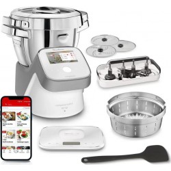 Moulinex Robot Cuiseur Connecté I-Companion XL Blanc Gris 1550W Touch XL 4,5L HF938E00