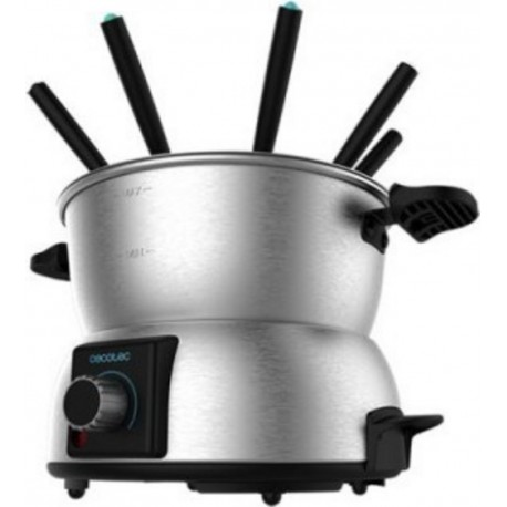 Fondue électrique cecotec fun gourmet fondue acier, 1000w, 8 fourchettes incluses