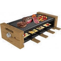 Raclette cecotec cheese&grill 8200 wood bois, 1200w, 8 poêles individuelles