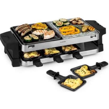 Klarstein sirloin appareil à raclette pour 8 personnes - thermostat réglable en continu - 1500W - aluminium & pierre GQ6-Sirloin