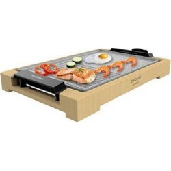 Plancha électrique cecotec tasty&grill 2000 bamboo mixstone bois, 2000 w, thermostat réglable