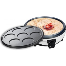 8212 Crépière 2 plaques 30cm + 7x6cm 1000W noir/blanc -