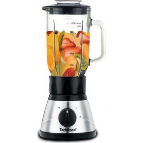 Techwood tbli-410 blender inox + bol en verre - 400 w - 1 l TEC3760196097594