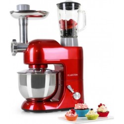 Klarstein lucia rossa robot pâtissier de cuisine multifonction avec mixeur & hachoir (1200w,bol inox 5l, 6 vitesses) TK2-LUCIA R
