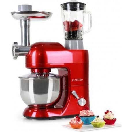 Klarstein lucia rossa robot pâtissier de cuisine multifonction avec mixeur & hachoir (1200w,bol inox 5l, 6 vitesses) TK2-LUCIA R