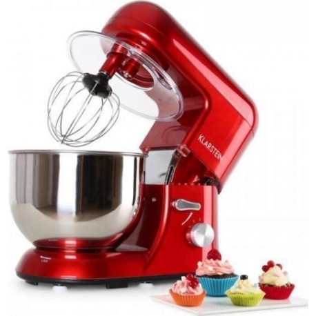 Klarstein bella rossa - robot de cuisine multifonction - robot patissier (2000w, bol de 5l, 6 vitesses) TK2-BELLA ROSSA