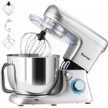 Giantex robot pâtissier 1400W avec bol 7l batteur electrique en inox et abs à 6 vitesses réglables avec fouet, crochet à pâte