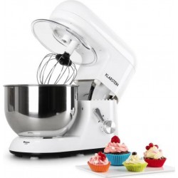 Klarstein bella bianca robot de cuisine multifonction avec crochets et fouet - bol inox 5l - 1200W - blanc