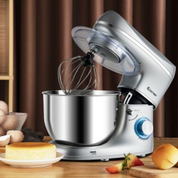 Giantex robot pâtissier 1300w,220-240v~50/60hz avec bol d'acier inox 5,5l, vitesse réglable à 10 niveaux avec protection contre