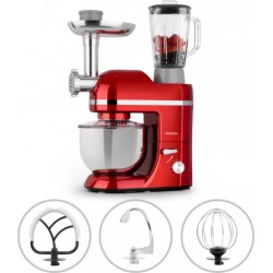 Klarstein Robot de cuisine - klarstein lucia elegance - mixeur - hachoir à viande - 1300W - sans bpa - rouge