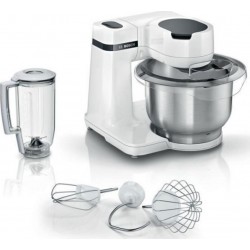 Bosch kitchen machine serie 2 blanc -700W - bol melangeur inox 3,8 l - fouet - crochet petrisseur - blender