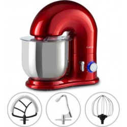 Klarstein delfino - robot de cuisine multifonction 1800w, 6 vitesses, fonction pulse, bol inox 7 litres - rouge