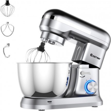 Giantex robot pâtissier 1300W avec bol 4,5l en acier inox batteur electrique à 8 vitesses réglables avec batteur,fouet,crochet