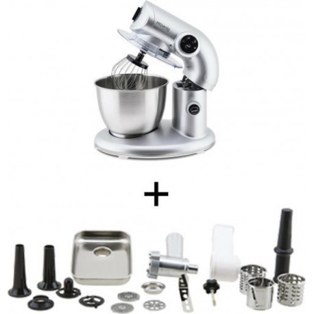 H.koenig km80 s silver + ac8 : robot petrin 1000w+ accessoires optionnels