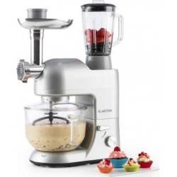 Klarstein lucia argentea 2g robot de cuisine multifonction avec hachoir électrique - 1200w- argent TK2-LuciaArgentea 2G