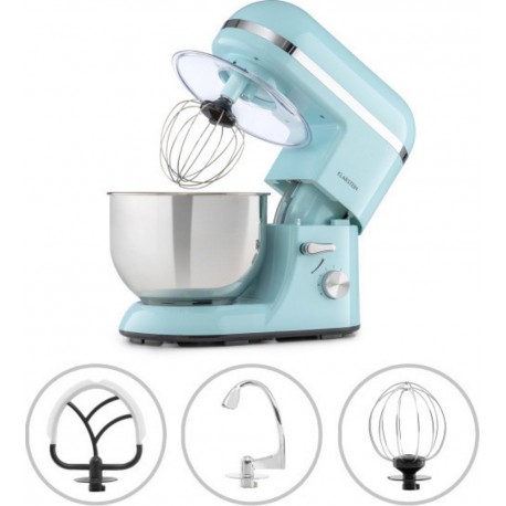 Klarstein bella elegance - robot de cuisine 1300w, bol mélangeur inox 5l, 6 vitesses - bleu