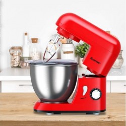 Giantex robot pâtissier 1300W avec bol d'acier inox 4l, vitesse réglable à 6 niveaux avec tête inclinable mélange max 0,5kg incl