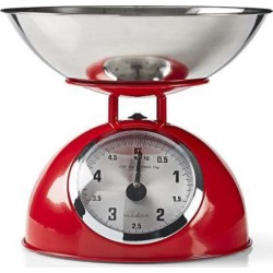 Nedis bascule de cuisine rétro anneau logique métal rouge