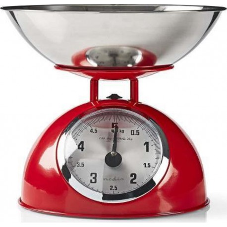 Nedis bascule de cuisine rétro anneau logique métal rouge