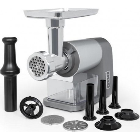 Klarstein mett max hachoir électrique semi-professionnel - 3 disques perforés acier & poussoir à saucisses inclus - gris AMG191