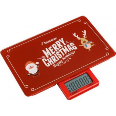 Bestron aks300c balance de cuisine - design merry christmas - rouge