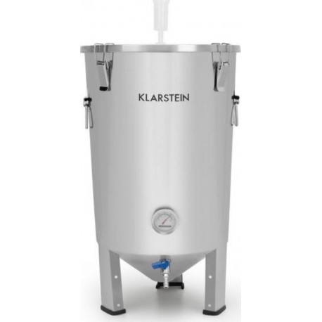 Klarstein gärkeller cuve de fermentation bière & vin - 30l - soupape de vidange de levure - inox 304