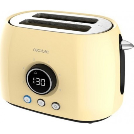 Cecotec Grille-pain numérique cecotec classictoast 8000 yellow jaune, 2 fentes courtes extra larges