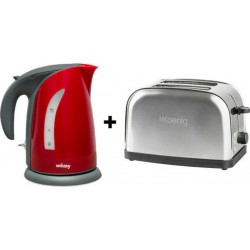 H.koenig Sw8r + tos7 bouilloire 1,8l 2200W rouge winkel+ grille pain 2 tranches h.koenig